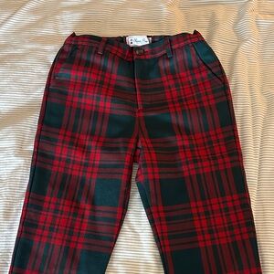 Classic Prep Red and Green Plaid Chinos